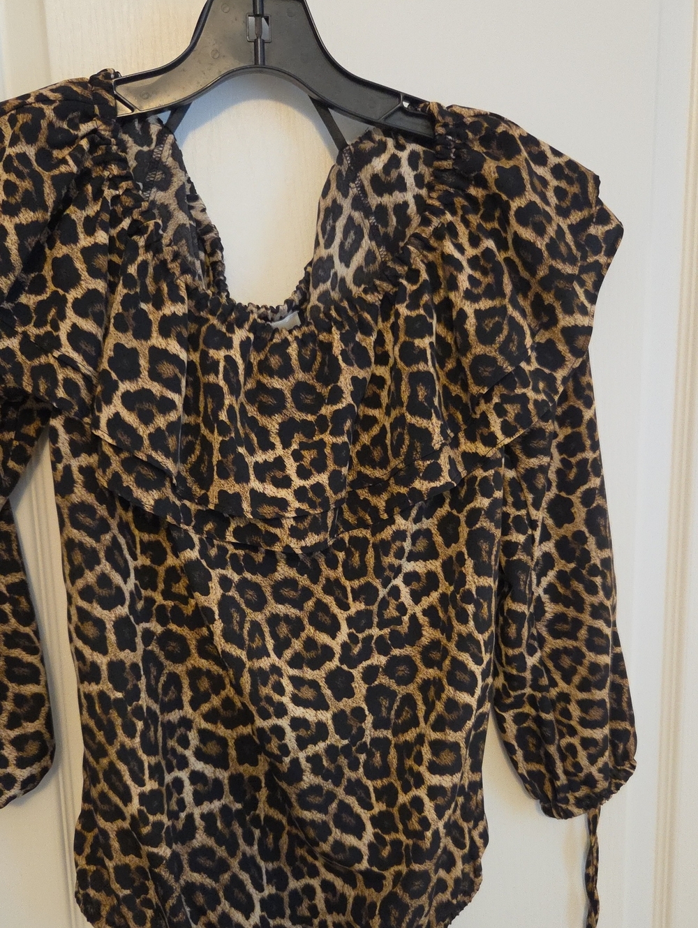 Michael Kors Leopard Print Ruffle Blouse - Brown/Black